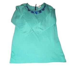 Crewcuts Outlet Girls’ Aqua Blue Embellished Cotton Top – Size 14 J.Crew Factory